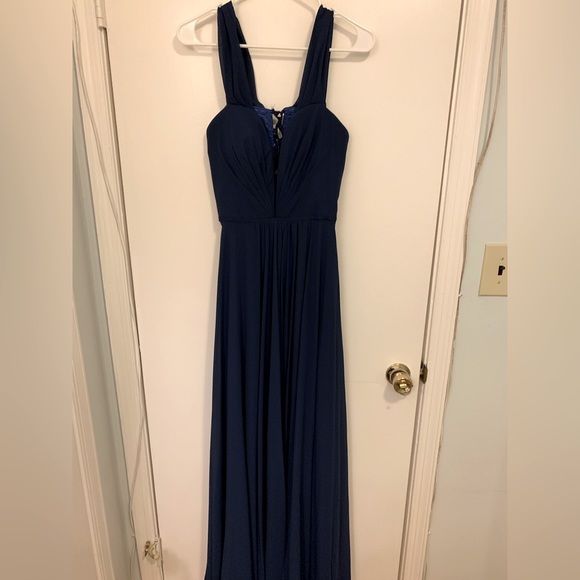 Faviana | Blue Plunge Formal Dress (6) - Picture 2 of 9